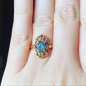 Blue topaz, 10k gold, size 5.25